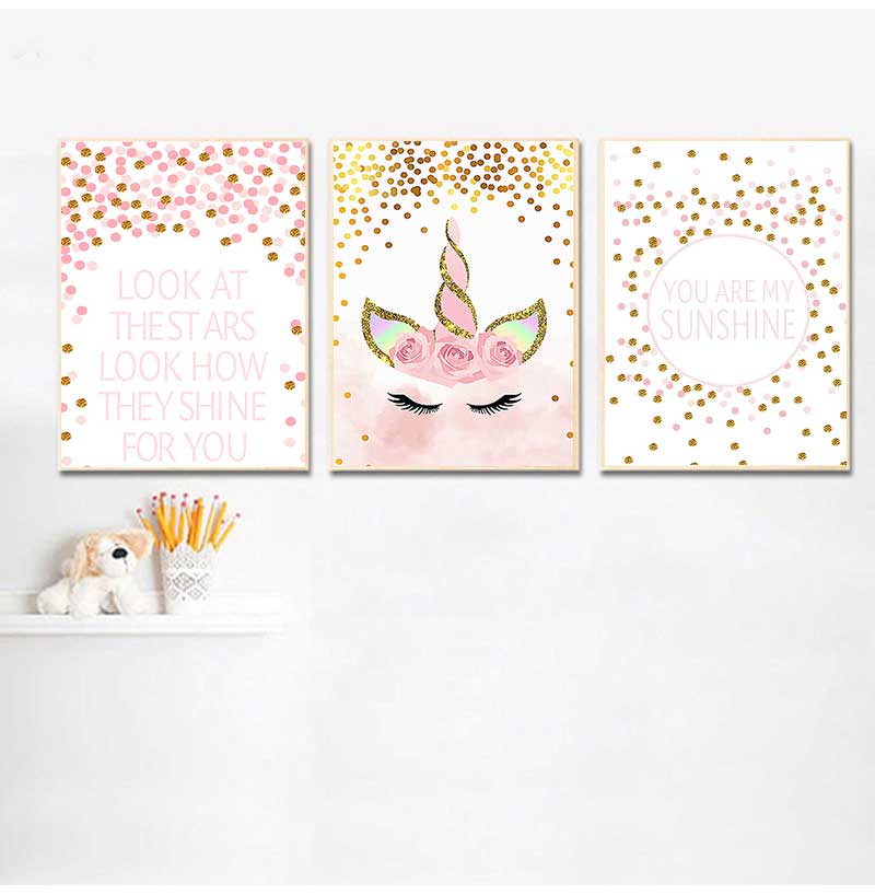 Baby Unicorn Nursery - Decorative Picture Baby Girl Bedroom Decoration