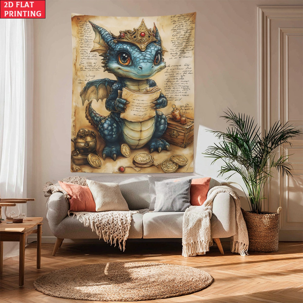 Baby Nursery Modern - Dragon baby crown treasure fantasy tapestry