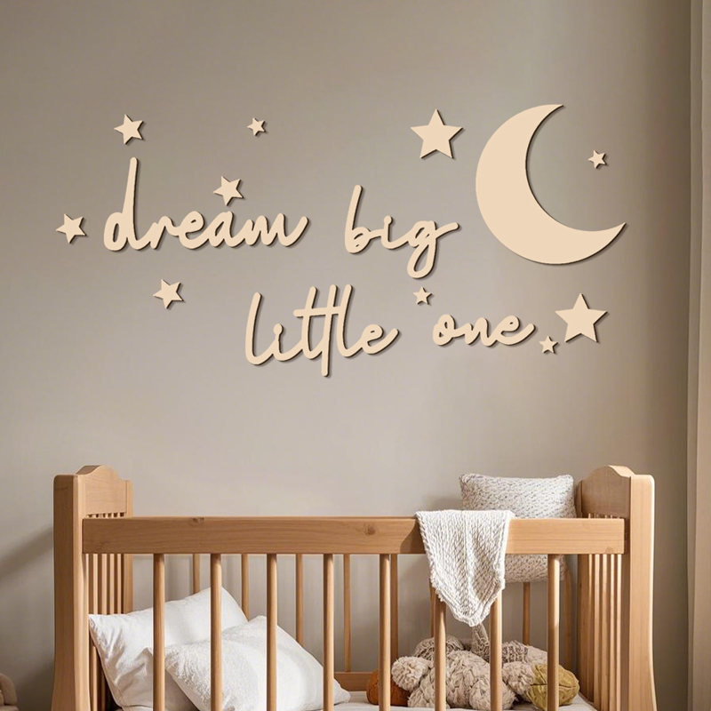 Baby Nursery Modern - Dream Big Little One Wooden Signs