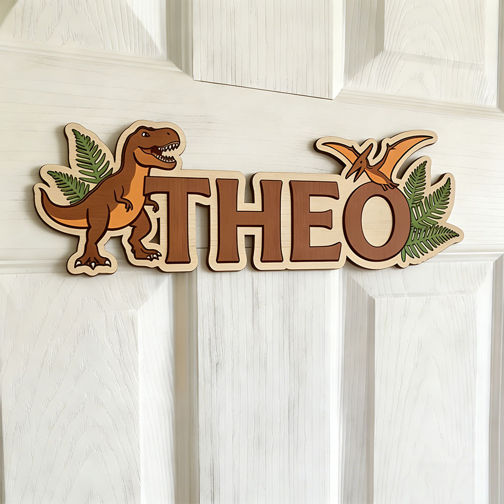 Baby Nursery Baby - Personalized Dinosaur Name Sign for The