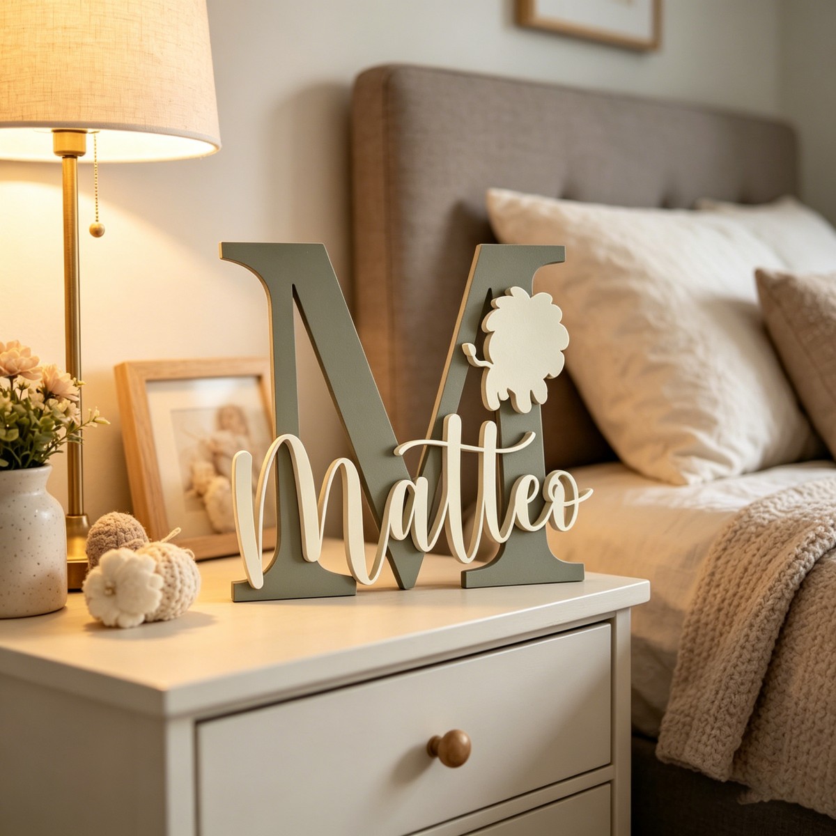 Baby Nursery Baby - 1Pc Custom Lion Name & Initial