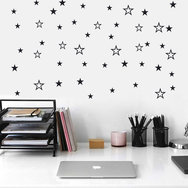 Baby Nursery Wall Stickers - Mixed Size Hollow Solid Stars Wall