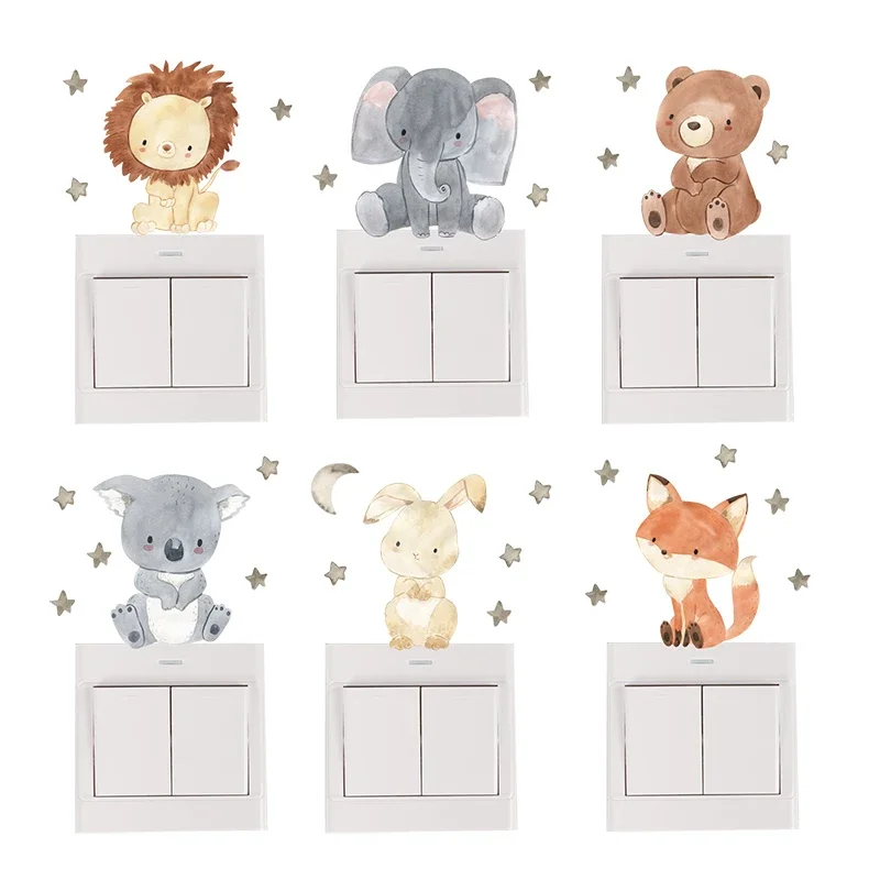 Baby Nursery Wall Stickers - 1/2/4/6set Cartoon Animals Wall Stickers For