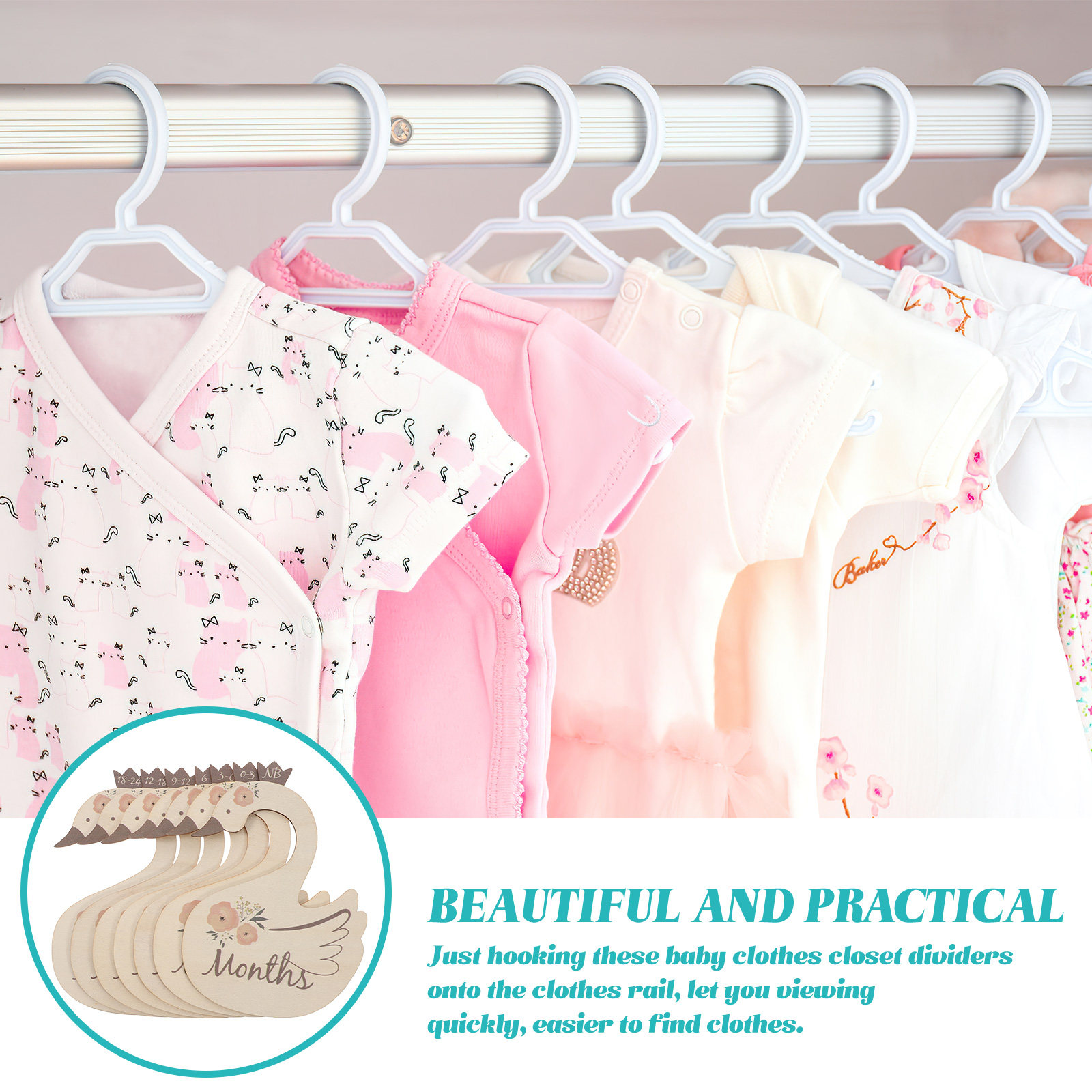 7Pcs Swan Baby Clothes Size Di - Baby Nursery Wardrobe 评论和价格
