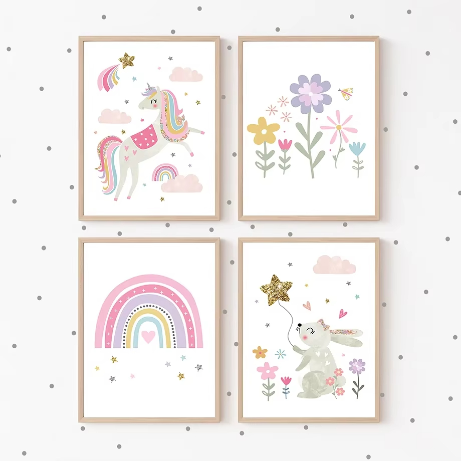 Pink Unicorn Rabbit Rainbow Cl - Baby Unicorn Nursery 评论和价格