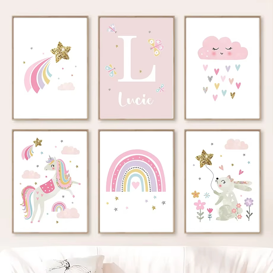 Pink Unicorn Rabbit Rainbow Cl - Baby Unicorn Nursery 评论和价格