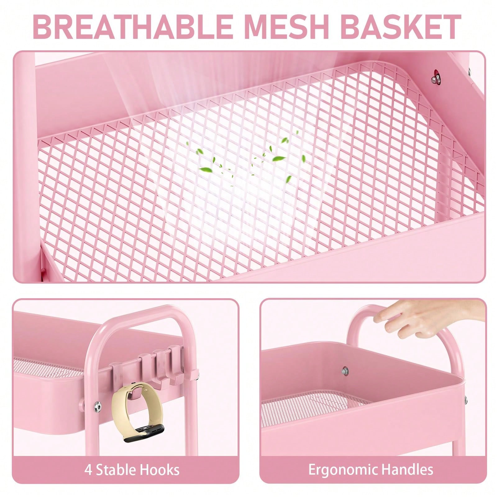 3 Tier Metal Rolling Cart With - Baby Nursery Basket 评论和价格