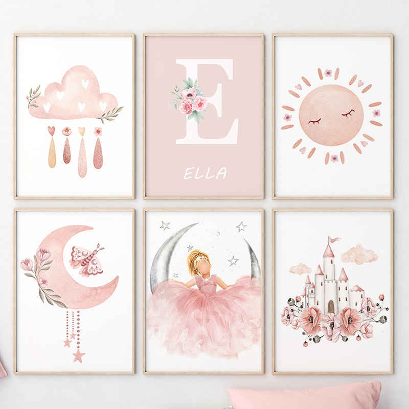 Pink Angel Girl Sun Moon Cloud - Baby Nursery Modern 评论和价格