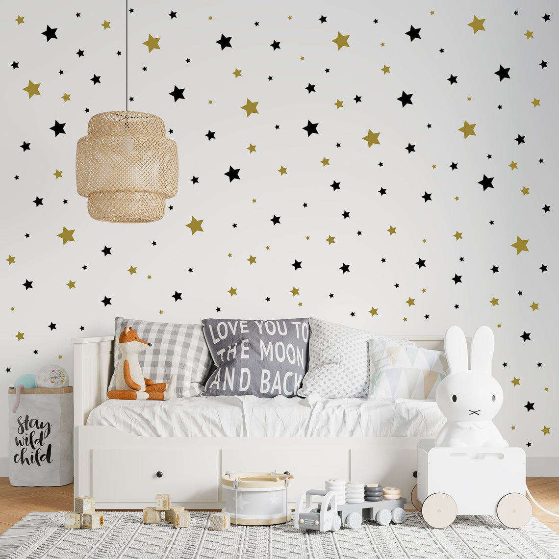 Cartoon 65Pcs Star Wall Sticke - Baby Nursery Wall Stickers 评论和价格