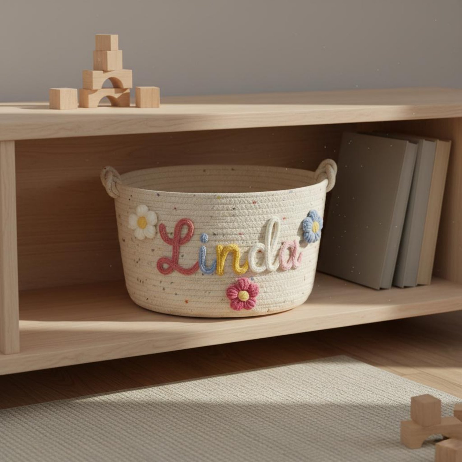 Embroidered Name Nursery Conta - Baby Nursery Basket 评论和价格