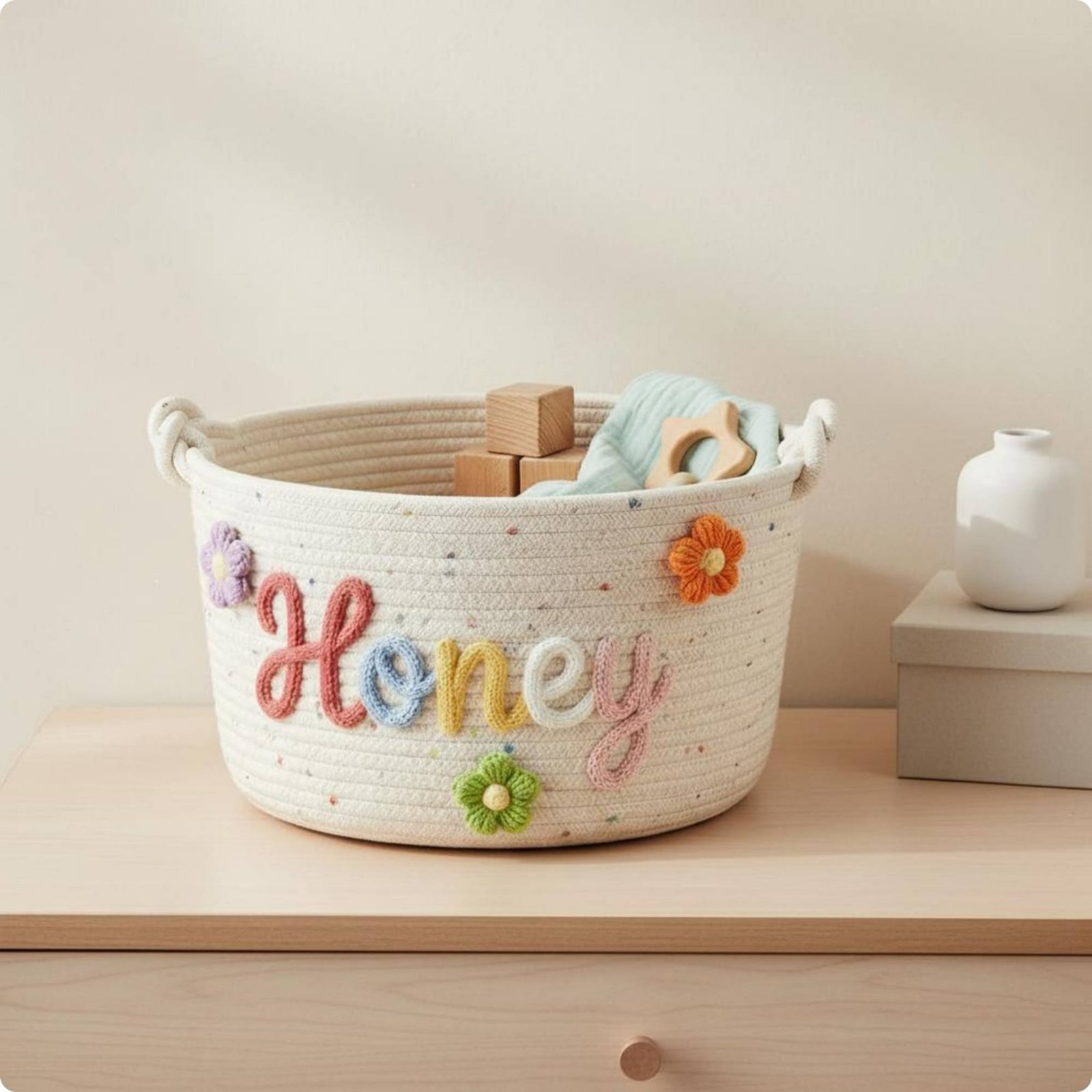 Embroidered Name Nursery Conta - Baby Nursery Basket 评论和价格