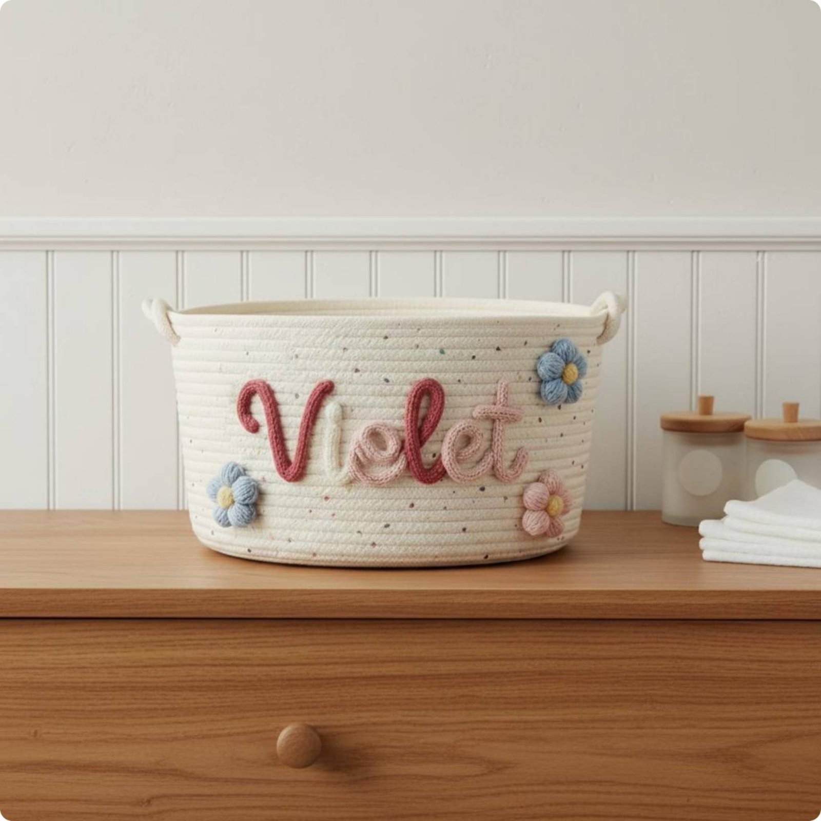 Embroidered Name Nursery Conta - Baby Nursery Basket 评论和价格