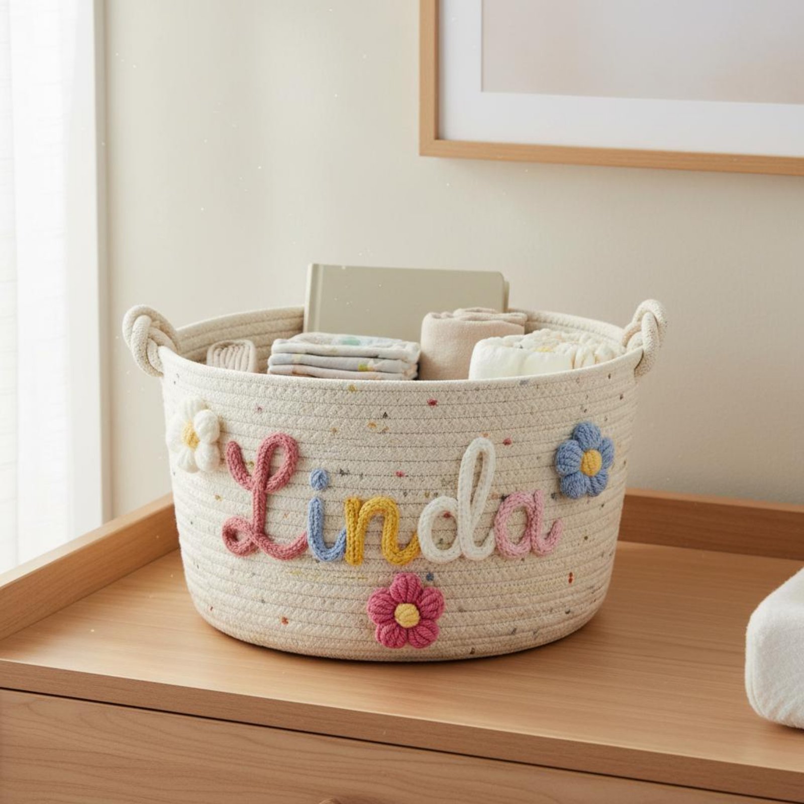 Embroidered Name Nursery Conta - Baby Nursery Basket 评论和价格