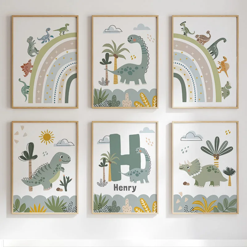 Cute Dinosaur T-Rex Brachiosau - Baby Nursery Prints 评论和价格