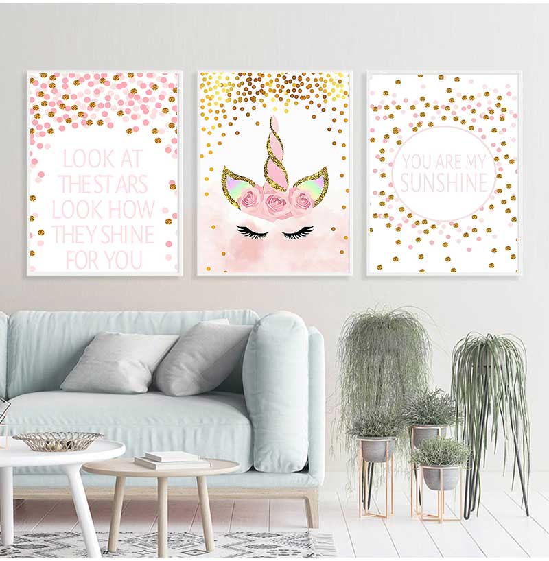 Decorative Picture Baby Girl B - Baby Unicorn Nursery 评论和价格