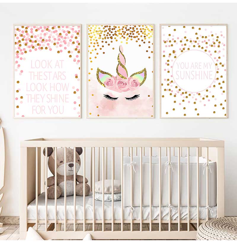 Decorative Picture Baby Girl B - Baby Unicorn Nursery 评论和价格