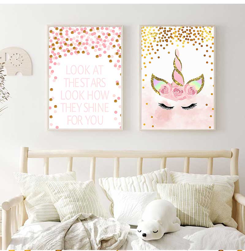 Decorative Picture Baby Girl B - Baby Unicorn Nursery 评论和价格