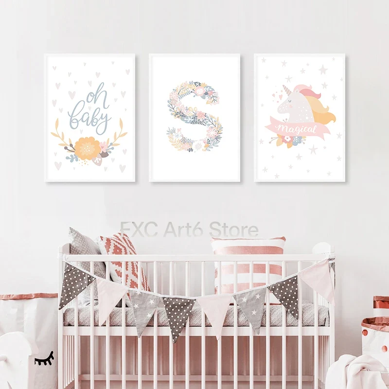 1PC frameless Floral Alphabet  - Baby Unicorn Nursery 评论和价格