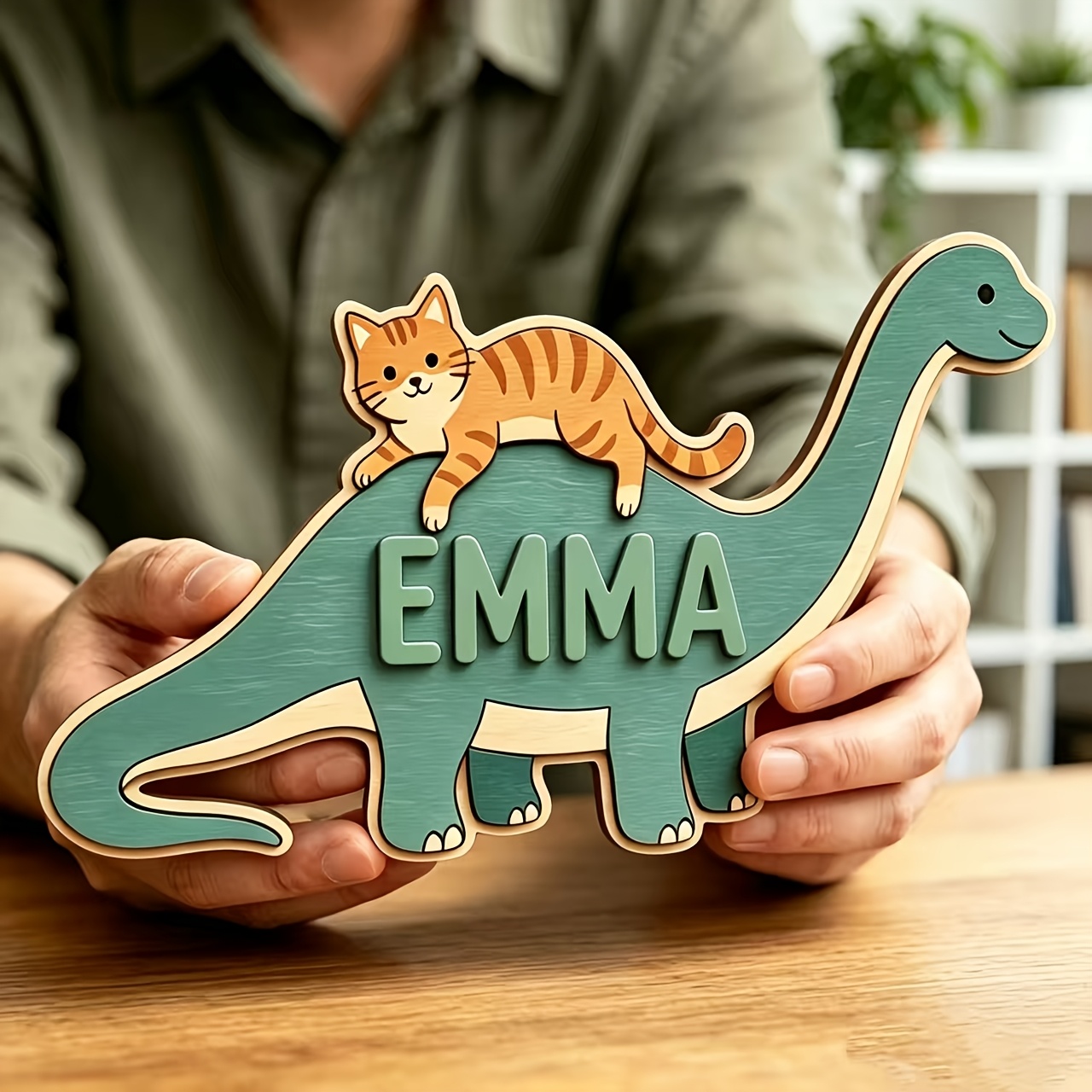 Personalized Cat Riding Dinosa - Baby Nursery Baby 评论和价格