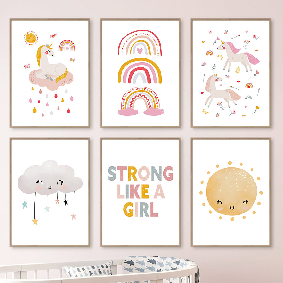 Kawaii Cartoon Unicorn Rainbow - Baby Unicorn Nursery 评论和价格