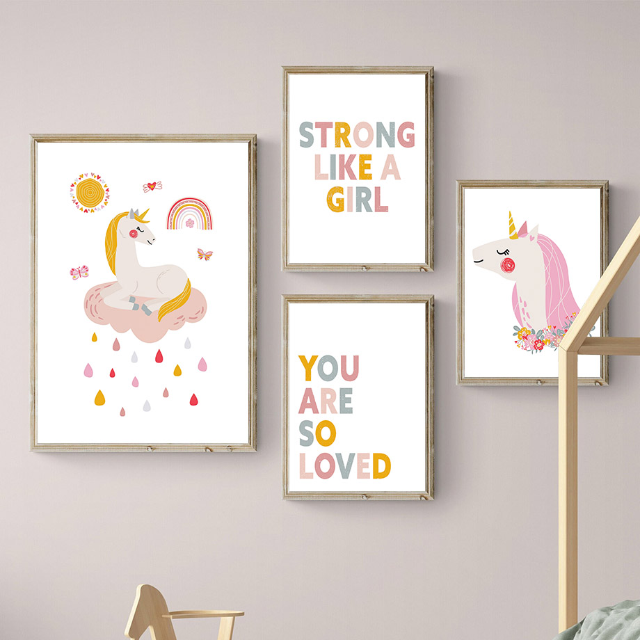 Kawaii Cartoon Unicorn Rainbow - Baby Unicorn Nursery 评论和价格