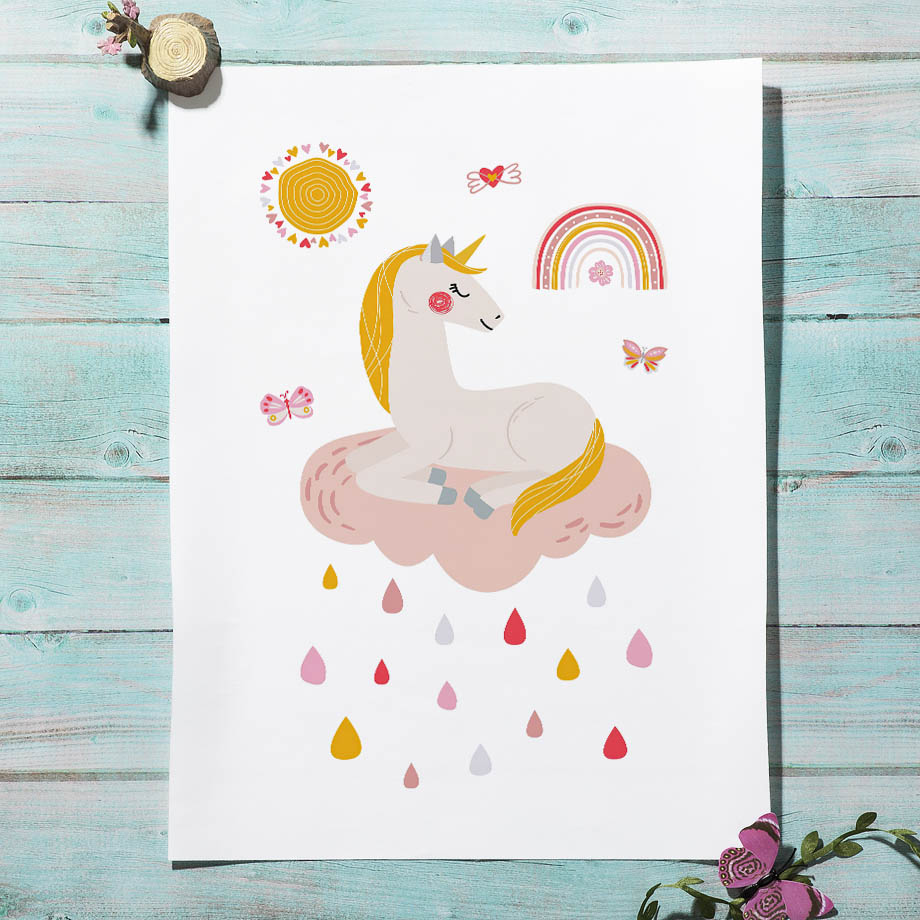 Kawaii Cartoon Unicorn Rainbow - Baby Unicorn Nursery 评论和价格