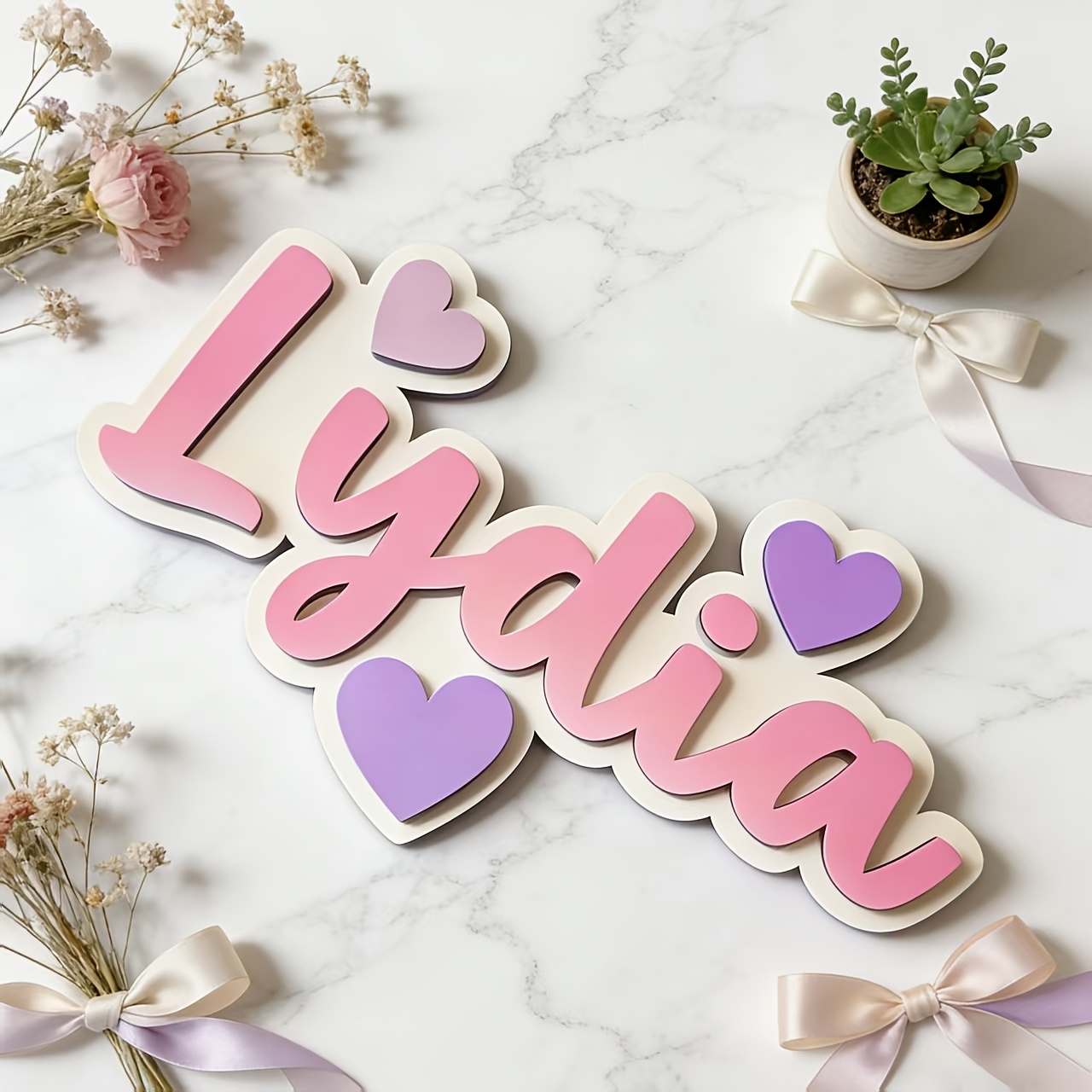 Personalized Gradient Heart Na - Baby Nursery Baby 评论和价格