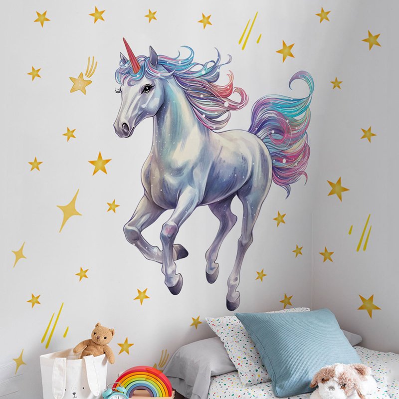Cartoon Meteor Rainbow Unicorn - Baby Unicorn Nursery 评论和价格