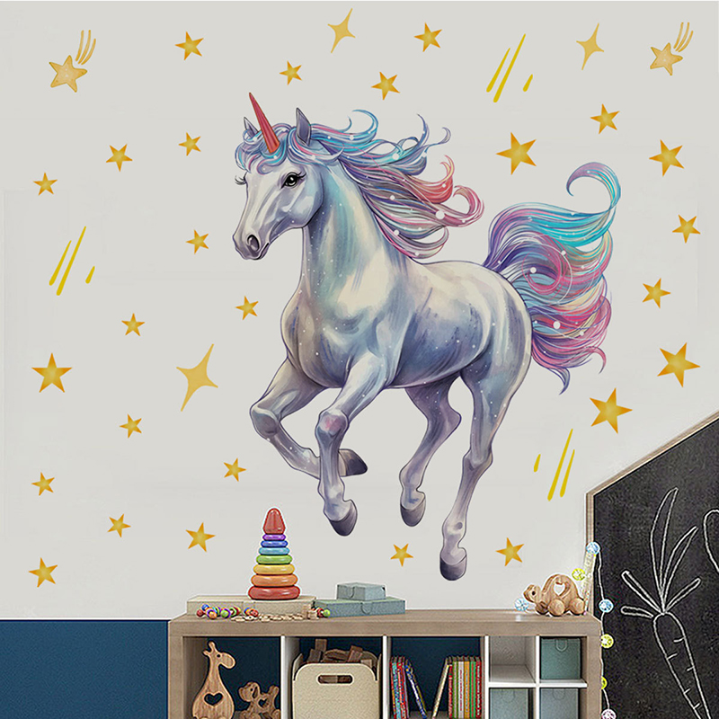 Cartoon Meteor Rainbow Unicorn - Baby Unicorn Nursery 评论和价格