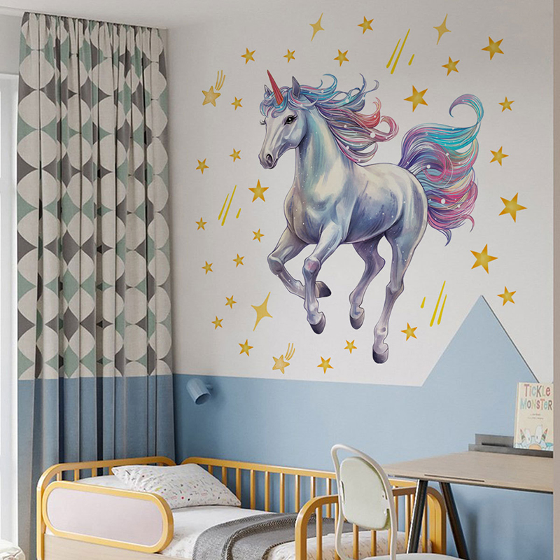 Cartoon Meteor Rainbow Unicorn - Baby Unicorn Nursery 评论和价格