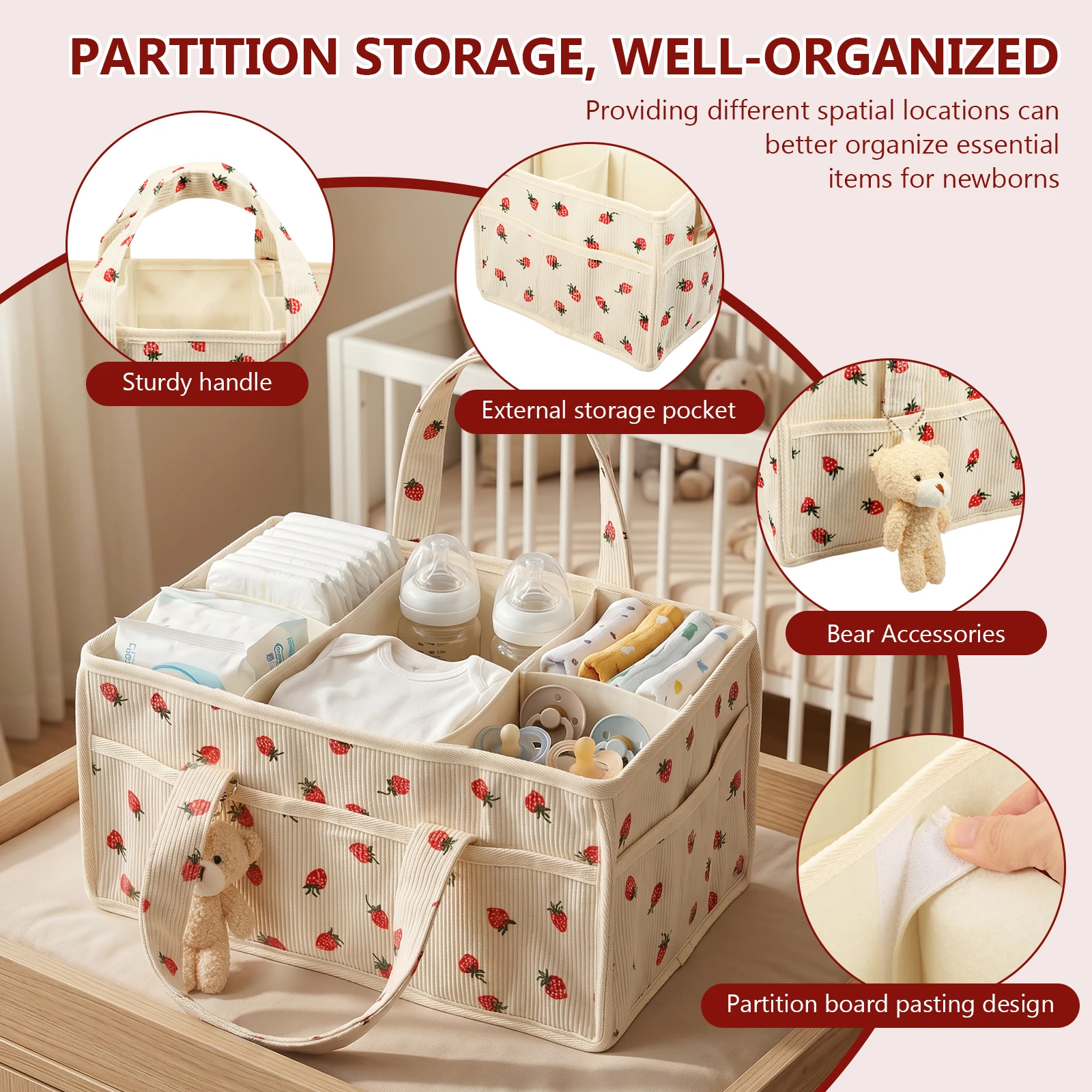 Baby Nappy Wipe Basket Organiz - Baby Nursery Equipment 评论和价格