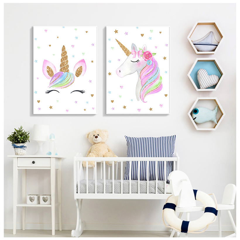 Rainbow Unicorn Wall Art Print - Baby Unicorn Nursery 评论和价格