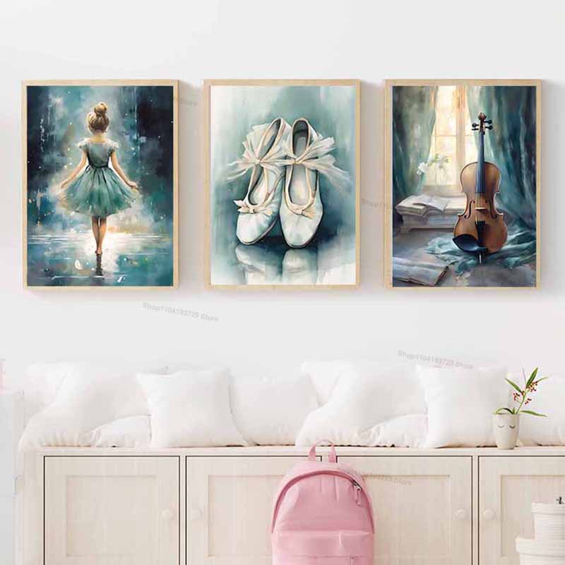 Watercolor Ballet Girl Shoes C - Baby Nursery Modern 评论和价格