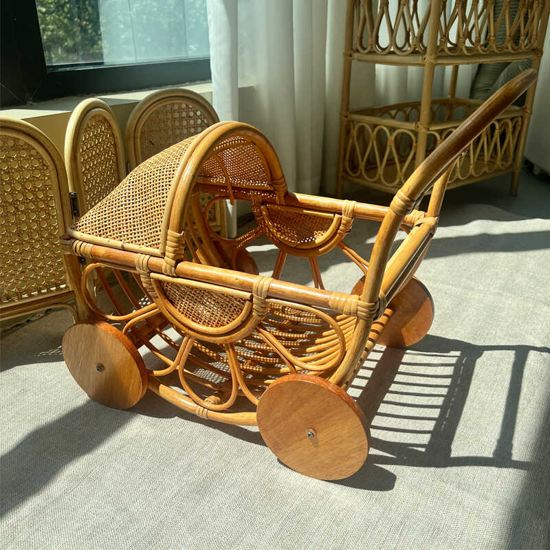 Woven Rattan Baby Stroller Vin - Baby Nursery Basket 评论和价格