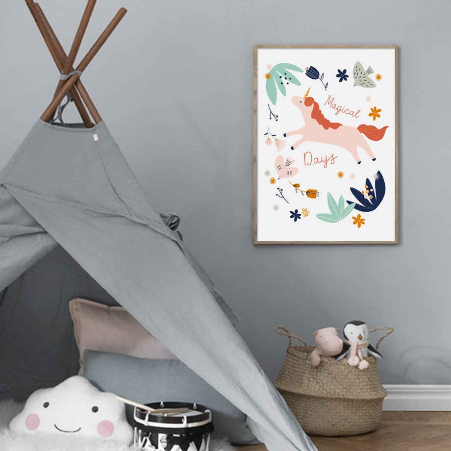 Girl Bedroom Wall Art Cartoon  - Baby Unicorn Nursery 评论和价格