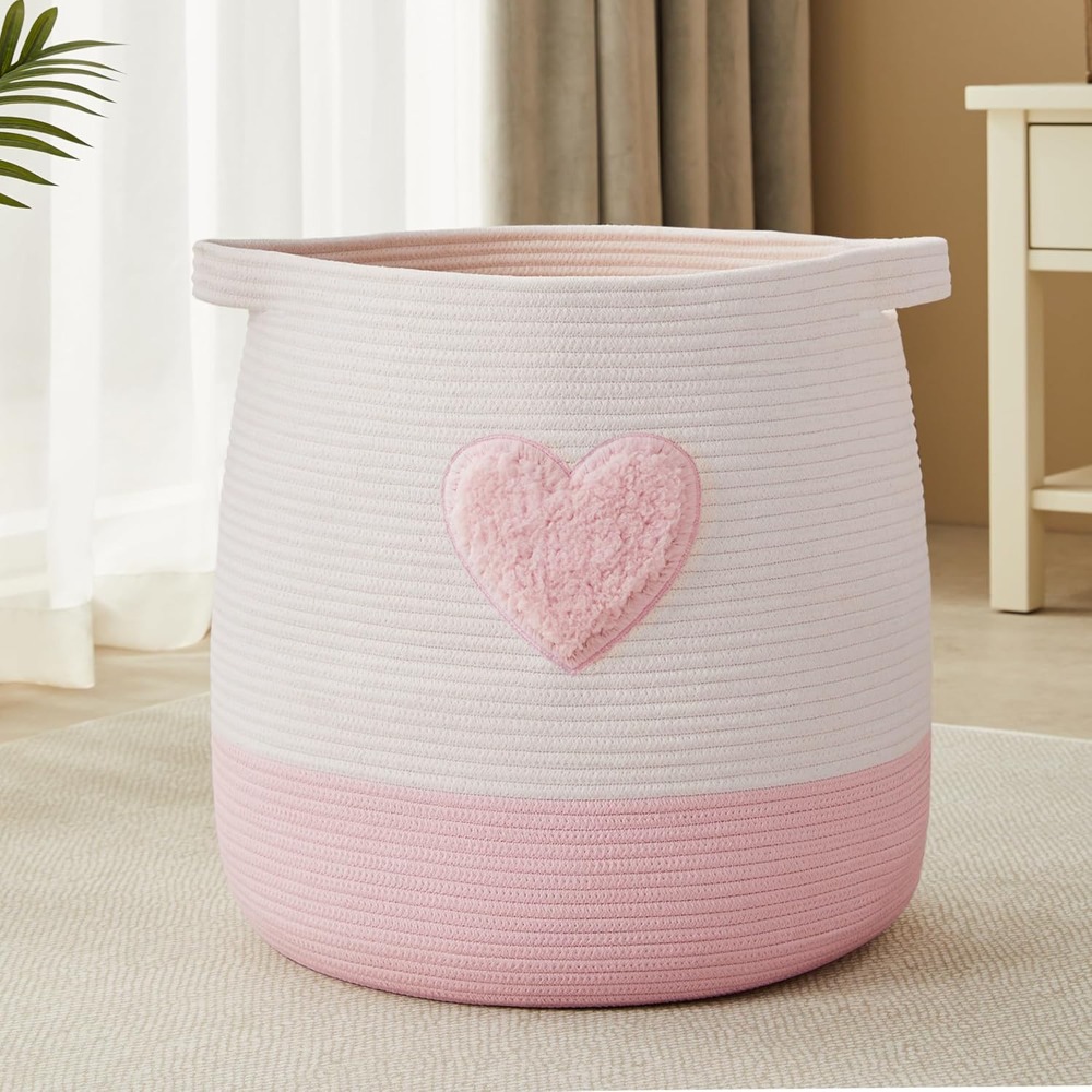 Pink Laundry Basket Hamper for - Baby Nursery Basket 评论和价格