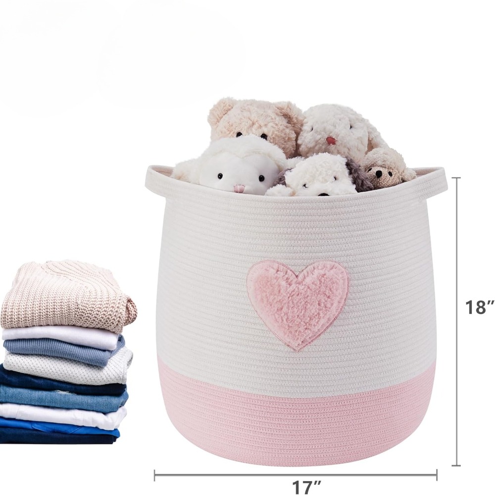 Pink Laundry Basket Hamper for - Baby Nursery Basket 评论和价格