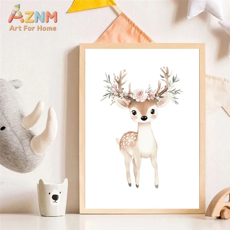 AZNM Watercolor Cute Animal Ca - Baby Unicorn Nursery 评论和价格