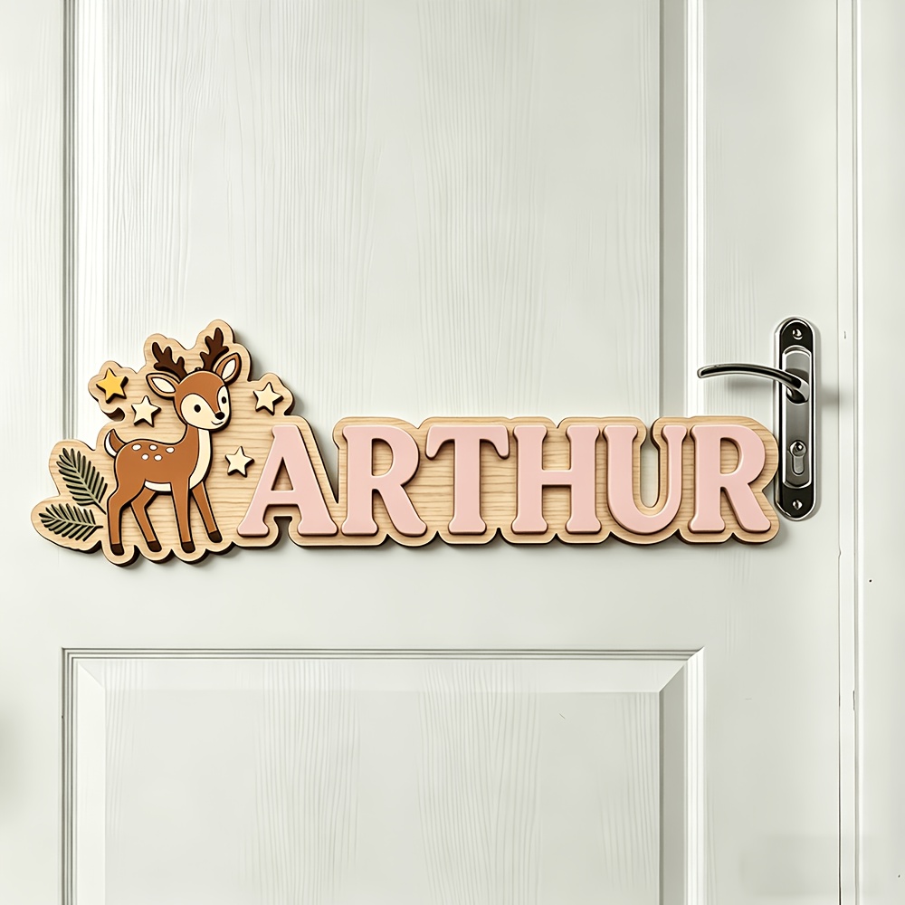 Custom Deer & Star Wooden Name - Baby Nursery Baby 评论和价格
