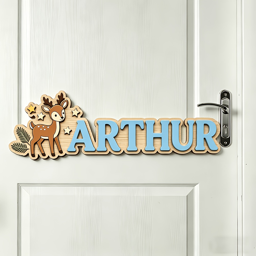 Custom Deer & Star Wooden Name - Baby Nursery Baby 评论和价格