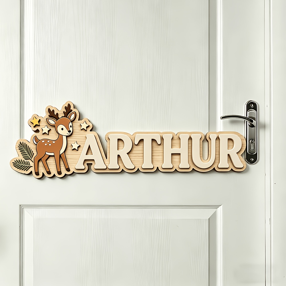 Custom Deer & Star Wooden Name - Baby Nursery Baby 评论和价格