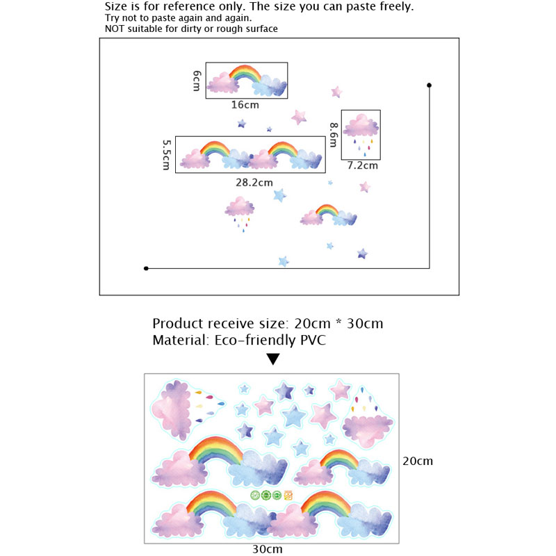 Cartoon Cloud Rainbow Wall Sti - Baby Nursery Wardrobe 评论和价格