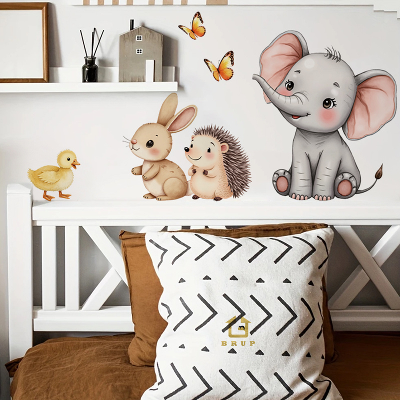 Cartoon Animal Wall Sticker -  - Baby Nursery Wall Stickers 评论和价格