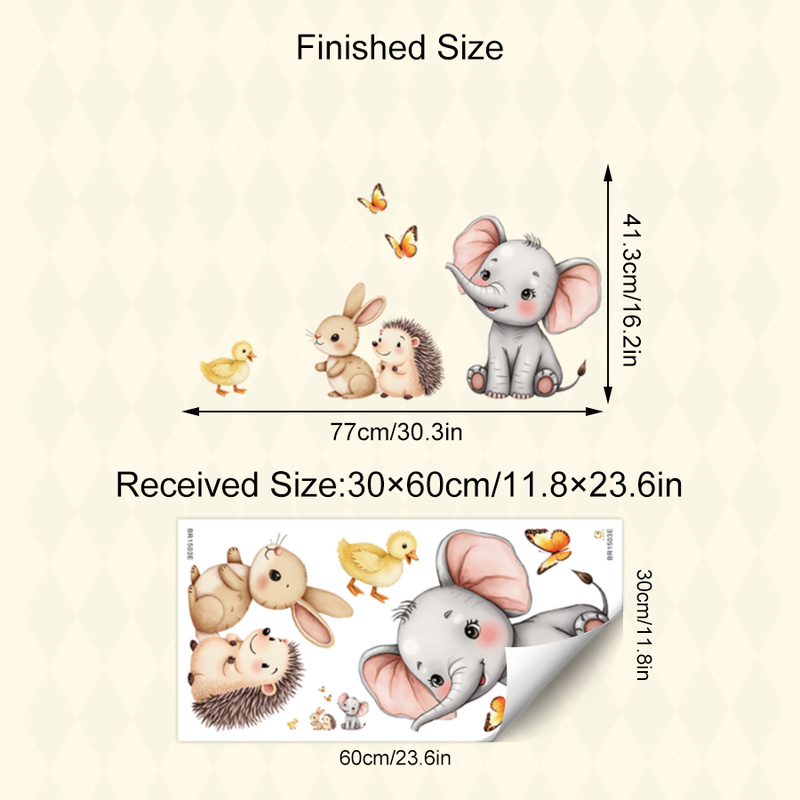 Cartoon Animal Wall Sticker -  - Baby Nursery Wall Stickers 评论和价格
