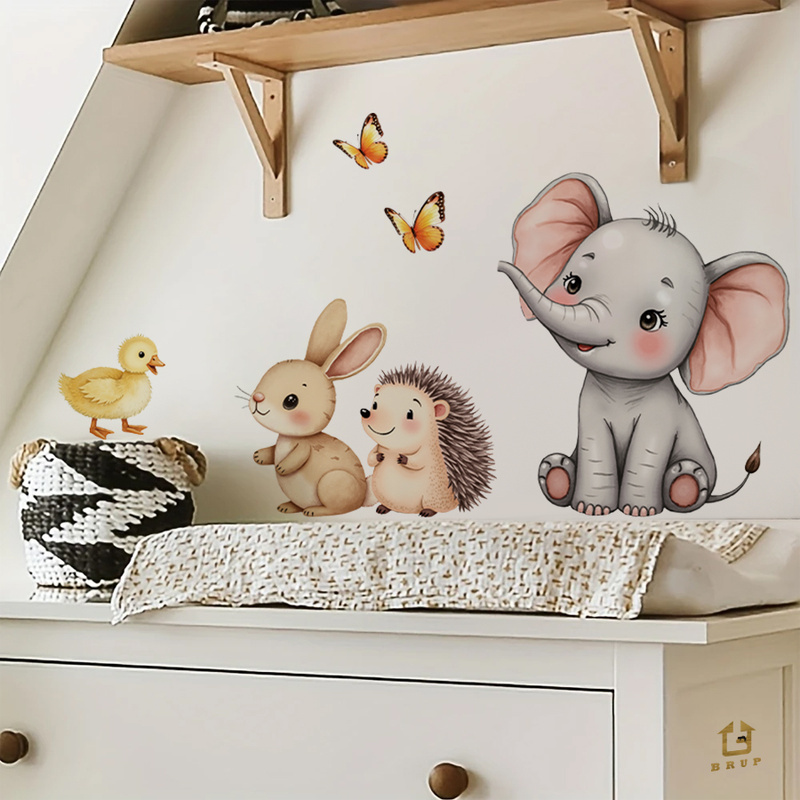 Cartoon Animal Wall Sticker -  - Baby Nursery Wall Stickers 评论和价格