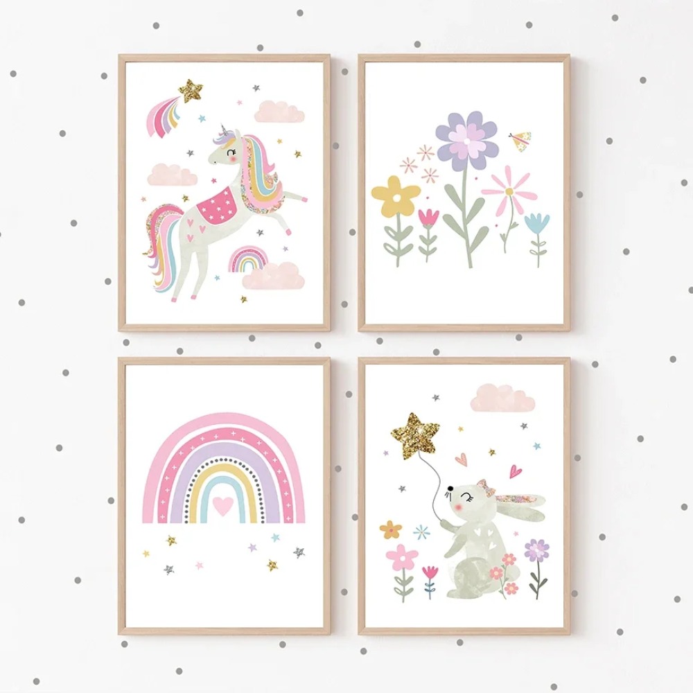Pink Unicorn Rabbit Rainbow Cl - Baby Unicorn Nursery 评论和价格