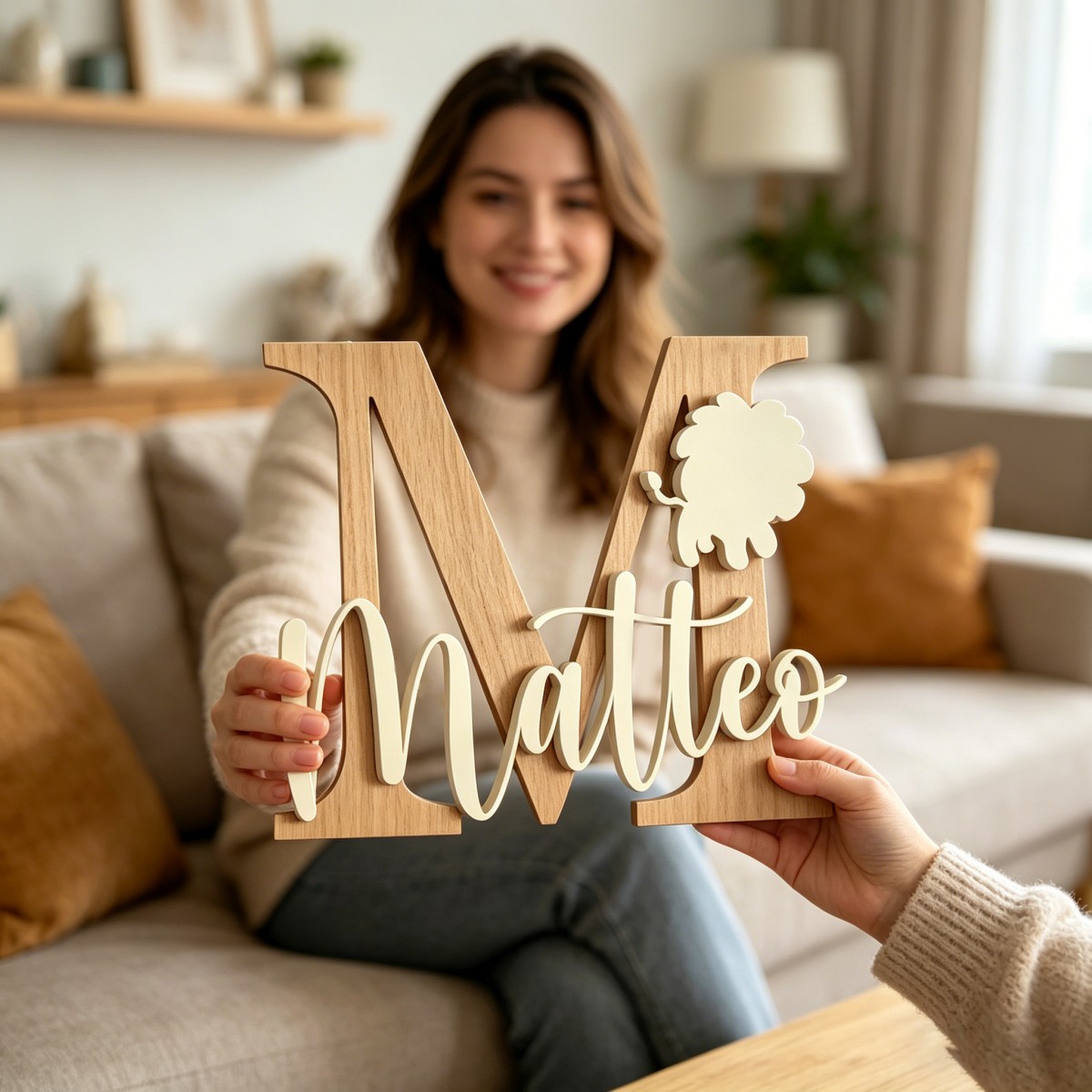 1Pc Custom Lion Name & Initial - Baby Nursery Baby 评论和价格