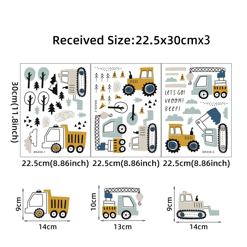 Hand Drawn Cute Cars Cargo Tru - Baby Nursery Wall Stickers 评论和价格