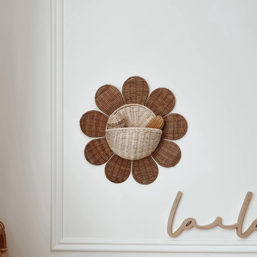 Nordic Sun Flower Hand-woven R - Baby Nursery Basket 评论和价格