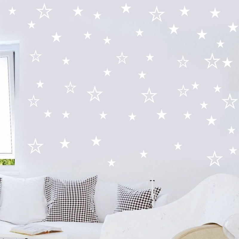 Mixed Size Hollow Solid Stars  - Baby Nursery Wall Stickers 评论和价格